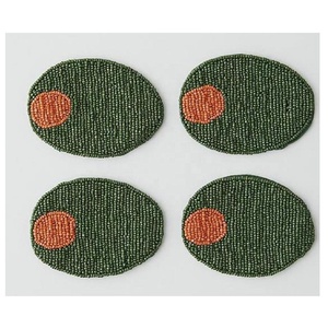 Juego de 4 Posavasos de Cuentas de Cristal Brillantes con Diseño de Cereza, Hechos a Mano con Técnica de Tejido, en Colores Rojo, Verde y Dorado, para Café, Bebidas, Mesa de Comedor y Hogar - Product Image 5