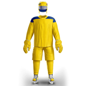Conjunto de Uniforme de Hockey sobre Hielo para Hombre Adulto, Jersey y Pantalones de Poliéster Sublimado, Manga Larga, Cintura Elástica, Color Sólido, Transpirable, Personalizable - Product Image 3