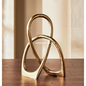 Table console de luxe faite à la main, sculpture en or plaqué, ornement boucle infinie pour chambre, bibliothèque, présentation de mariage - Product Image 1