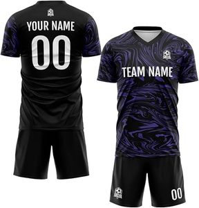 Conjunto de Camisetas de Fútbol Personalizadas con Transferencia Térmica para Hombre, Uniformes de Fútbol Transpirables con Cuello en V y Bolsillos - Product Image 3