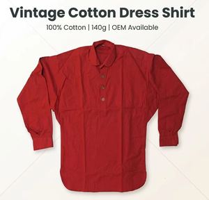Red Vintage Men's Dress <b>Shirt</b> 100% Cotton Long Sleeve Single Breasted Reenactment American Reproduction Red <b>Colored</b> <b>Shirts</b> - Product Image 2