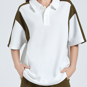 Polo en coton blanc pour homme, manches courtes, color-block, respirant, tissu Oxford, coupe classique - Product Image 1