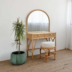 Luxury Handcrafted Rattan Dressing Makeup <b>Table</b> with <b>Mirror</b> Best Price Natural Wicker <b>Tables</b> for Makeup - Product Image 3