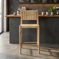 Chaise de comptoir réglable en hauteur, tissée à la main, avec dossier solide, design moderne, pour bar à domicile, îlot de cuisine, salon, hôtel, extérieur