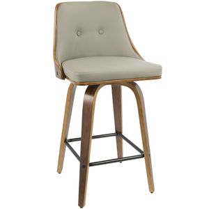Tabouret de comptoir Gianna de 26 po, style Mid-Century Modern, en noyer avec similicuir gris clair, lot de 2 - Product Image 3