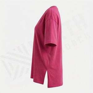 Camiseta Oversize de Algodón para Mujer, Personalizada con Serigrafía y Bordado de Logotipo, Ropa Urbana, Color Personalizado, Camiseta Casual Holgada - Product Image 3