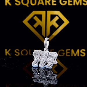 Pendentif Hip Hop pour Homme en Argent Sterling Plaqué Or Personnalisé avec Moissanite VVS et Chaîne Givrée, Bijou de Luxe pour Fête, Cadeau - Product Image 4