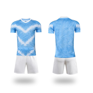 Ensemble de maillots de football personnalisés pour hommes, dégradé turquoise-violet, col en V, manches courtes, respirant, anti-transpiration, polyester, coupe ajustée, été - Product Image 6