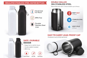 Bouteille d'eau isotherme en acier inoxydable anti-fuite avec impression personnalisée pour boissons chaudes et froides - Cadeau de la Saint-Valentin et de la remise des diplômes - Product Image 2