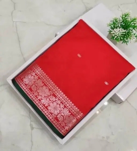 Sari de Seda Banarasi Zari Booti para Mujer de K V INTERNATIONAL con Borde Zari, Estilo Tradicional para Bodas, Fiestas y Diwali - Product Image 2