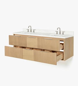 Mueble de Baño Lydia de 60 Pulgadas con Doble Lavabo, Solo Mueble, Roble Natural, Venta al Por Mayor, Fábrica en Vietnam - Product Image 4
