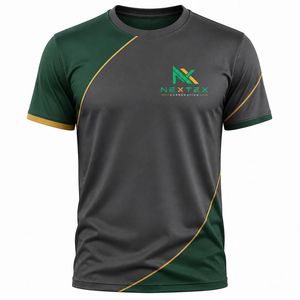 เสื้อยืดคอกลมแขนสั้นลายกราฟิกบล็อกสีสำหรับผู้ชาย - Product Image 4