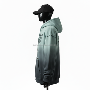 Sudadera con capucha de gran tamaño para mujer, 320 GSM, mezcla de algodón, forro polar teñido con degradado, logotipo bordado personalizado, Jersey holgado, sudaderas básicas para mujer - Product Image 3