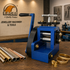 Laminoir manuel Goldsmith Machinery Eagle pour outils de bijouterie, rouleaux à changement facile, bleu marine, modèle compact premium - Product Image 3