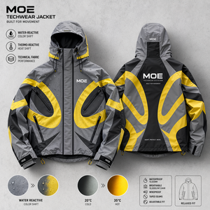 Trendy Lightweight Custom Water Reactive Camouflage <b>Camo</b> Zip up Outdoor Waterproof Windproof Windbreaker Hoodie <b>jacket</b> for <b>men</b> - Product Image 2