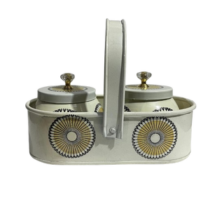 Metal with <b>sticker</b> Double Tier Food Storage Jar Set With Lid And Handle For <b>Kitchen</b> Decorative <b>Kitchen</b> Storage Container Floral - Product Image 1