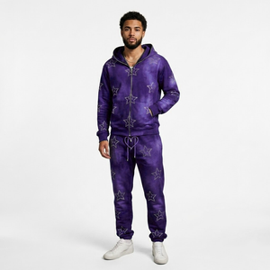 Chándal Deportivo para Hombre, Manga Larga, Invierno, con Pedrería, Transpirable, Secado Rápido, Hecho en Pakistán, Talla Grande, Corte Ajustado, 100% Algodón - Product Image 1