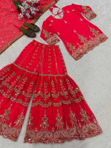 Ensemble de costume ethnique de luxe en georgette de renard de qualité supérieure, 3 pièces, pour l'Aïd, Diwali, les réceptions, les fiançailles et les occasions spéciales - Product Image 6