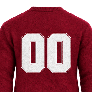 Pull en tricot doux pour homme, couleur bordeaux, col rond, manches longues, décontracté, pour l'hiver, avec logo personnalisé en relief sur la poitrine - Product Image 4