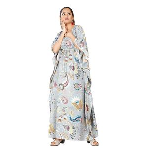 Robe kaftan en coton pur pour femmes, imprimée à la main, confortable et élégante, longue, pour la nuit - Product Image 1