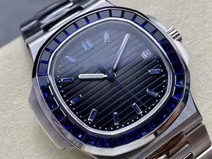 2026 Premium Quality Fuliy Iced Two Tone Luxury Stainless Steel Original Hip Hop Blue Dial ETA Quartz 20mm Glass Men Watch - Product Image 1