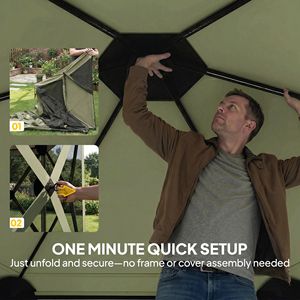 Gazebo Portatile Pop-up 3x3,3m Verde Scuro con Borsa per il Trasporto e Zanzariere - Product Image 4