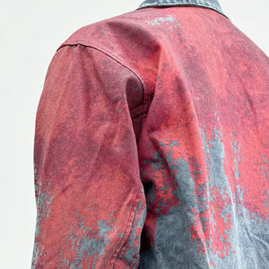 Vestes en jean de haute qualité en coton denim, coupe épaules tombantes, avec coutures, pour hommes, style streetwear, col rabattu, fermeture éclair - Product Image 4