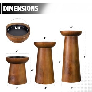 Handcrafted Sheesham Wood <b>Candle</b> Holders Wholesale - Walnut Brown <b>Tapered</b> Design - Product Image 3