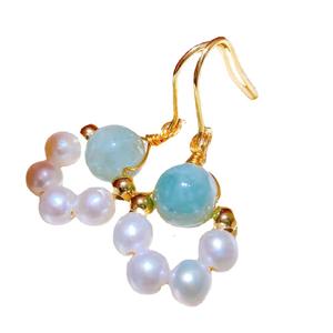 ต่างหูห้อยทรงอุ้งเท้าหมี ดีไซน์ใหม่ ยอดนิยม ชุบทอง ประดับหยกเกรด A สไตล์วินเทจแบบราชสำนัก ตะขอเกี่ยวหูเรียบง่าย ประดับมุกน้ำจืด AK - Product Image 5