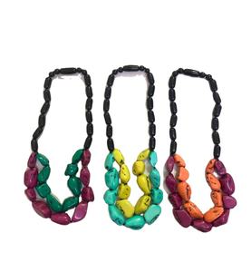 Collar de Cuentas Multicolores Hecho a Mano, Collar Largo con Cuentas, Joyería de Moda Unisex para Fiestas, Resina Color Oro Rosa, Estilo Indio - Product Image 3