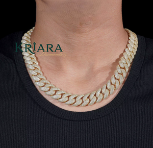 Men's 14K Gold Plated Lab Grown Diamond Link Chain <b>Statement</b> <b>Necklace</b> Hiphop Wedding Everyday Wear - Product Image 1