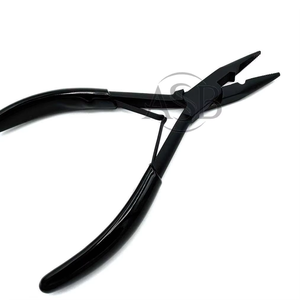 Pince à extensions capillaires noires en métal pour micro-perles, outil de pose et de retrait, pince à bec effilé en acier inoxydable avec logo personnalisé - Product Image 2