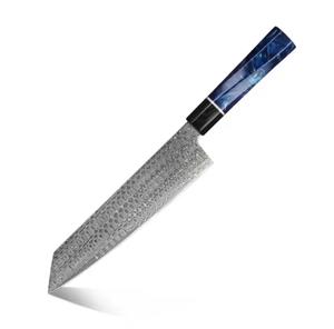 Cuchillo de Chef Artesanal de Damasco con Diseño de Gota de Lluvia, Mango de Madera, Revestimiento Antiadherente, Apto para Lavavajillas, Hoja de 8-9.9 Pulgadas para Uso en la Cocina - Product Image 1