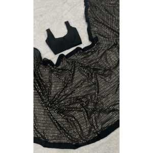 Saree de créateur FB en noir avec séquence pour fête et tenue de club Taille m - Product Image 4