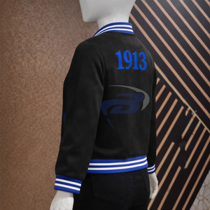 Chaqueta de béisbol Delta Sigma Theta Sorority para mujer, color negro y azul real, chaqueta de la hermandad DST, diseño de logotipo personalizado - Product Image 3