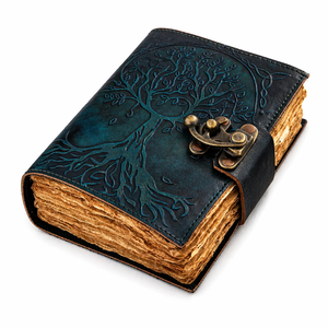 Carnets en cuir vintage Celtic Tree Life, reliure cousue, avec papier à bords festonnés vintage, journaux et agendas, carnet de croquis - Product Image 1