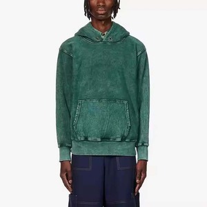 Sweat-shirt à capuche surdimensionné en molleton 100 % coton French Terry, délavé à l'acide, déchiré et vieilli, effet soleil, grande taille pour homme - Product Image 3