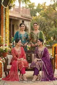 Pure Organza Banarasi Digital <b>Suit</b> Set with Handwork Dupatta <b>Fancy</b> Work Heavy Santoon Bottom Ethnic Wedding Party Wear Outfit - Product Image 5