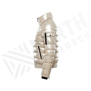 Hooded Quilted Waterproof <b>Bubble</b> Jacket Black Full Sleeve Winter Windproof Cotton Shell Knitted Fabric Polyester Filling Stand - Product Image 3