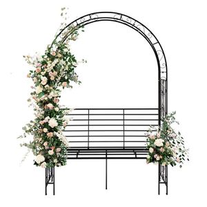 Panca da Giardino in Ferro Nero con Tetto ad Arco a Doppio Strato - Categoria Prodotti: Panche da Patio - Product Image 1