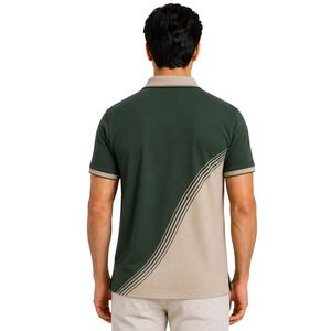 Polo personnalisé vert forêt et beige pour homme, manches courtes, décontracté, pour le golf, OEM, marque privée, respirant, uniforme, vente en gros - Product Image 2