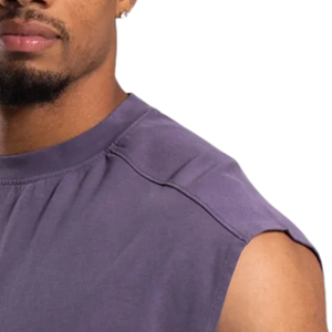 Débardeur sans manches pour homme en coton délavé violet poussiéreux, coupe décontractée, pour le sport, la gym, l'entraînement, le quotidien et la mode estivale - Product Image 5