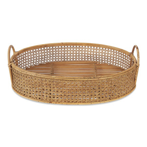 Plateau de service en bois pour la table, élégants plateaux en rotin festonné, accessoire de table de cuisine de haute qualité - Product Image 2