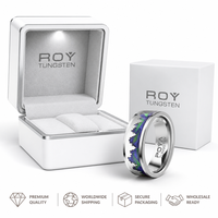 Bague de mariage pour homme en tungstène argenté de 8 mm avec incrustation motif Aurore Boréale et Forêt, ajustement confortable, vente en gros