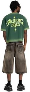 เสื้อยืดโอเวอร์ไซส์ทรงครอปสำหรับผู้ชาย AERO สีเขียว แขนสั้น คอกลม สไตล์สตรีท ผ้าคอตตอนเจอร์ซีย์ พิมพ์ลายโลโก้ด้านหน้า - Product Image 2