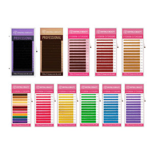 Extensions de cils individuelles personnalisées en gros, faites à la main, en grappe, vertes, marque privée OEM, pour DIY - Product Image 2