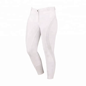 Culotte d'équitation blanche pour femme avec assise intégrale |   Leggings d'équitation avec grip en silicone, logo personnalisé, fournisseur d'exportation en Inde - Product Image 2
