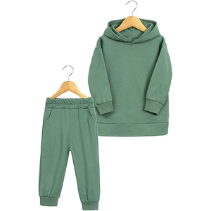 Pantalones de forro polar para niños con logotipo personalizado, conjunto de chándal de dos piezas con cremallera para niños y niñas, conjunto de chándal Unisex de doble capa para niños - Product Image 2