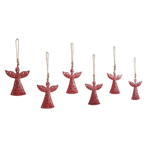 Adornos Colgantes de Ángel de Metal Rústico Hechos a Mano con Recortes de Estrellas y Lazos de Yute, Ideales para Decoración Navideña - Product Image 3