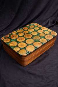 Polished Wooden Presentation <b>Box</b> Red Velvet Lined Gift Case Carved Storage Organizer Jewelry <b>Keepsakes</b> Home Decoration - Product Image 5